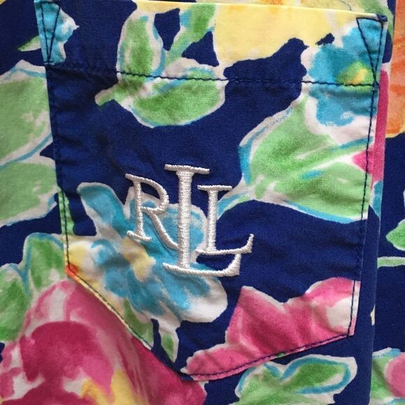 LAUREN RALPH LAUREN TWO PIECE PAJAMA SET IN BLUE FLORAL PRINT - Picture 8 of 12